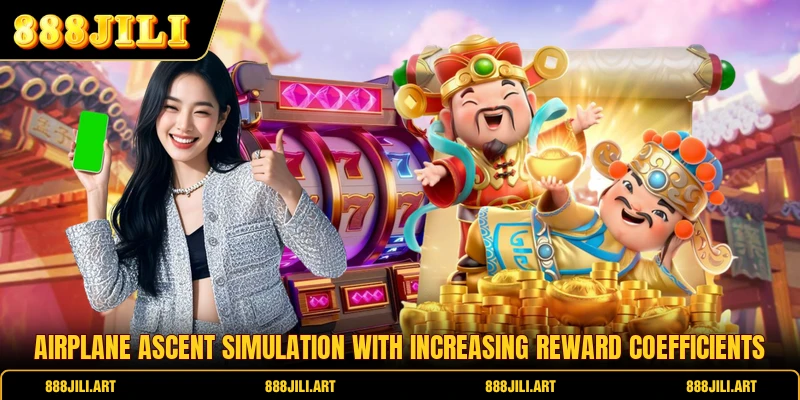 Airplane ascent simulation with increasing reward coefficients