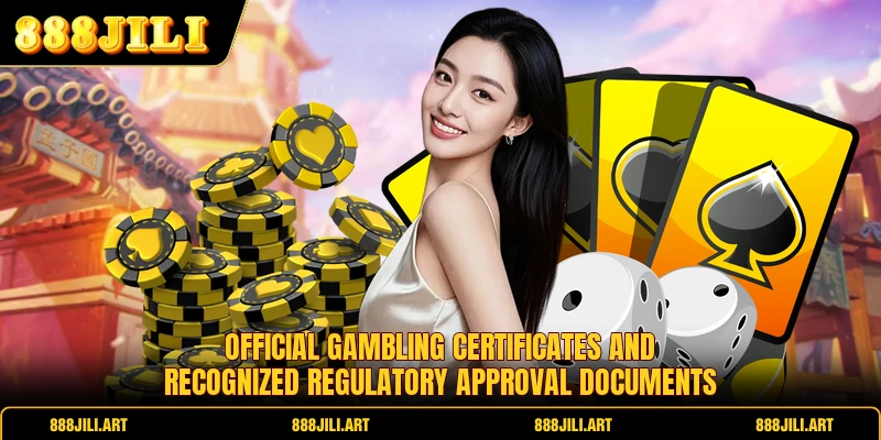 Official gambling certificates and recognized regulatory approval documents