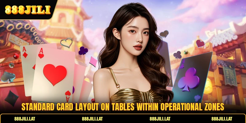 Standard card layout on tables within operational zones