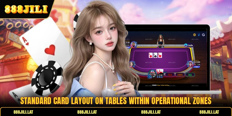 Standard card layout on tables within operational zones