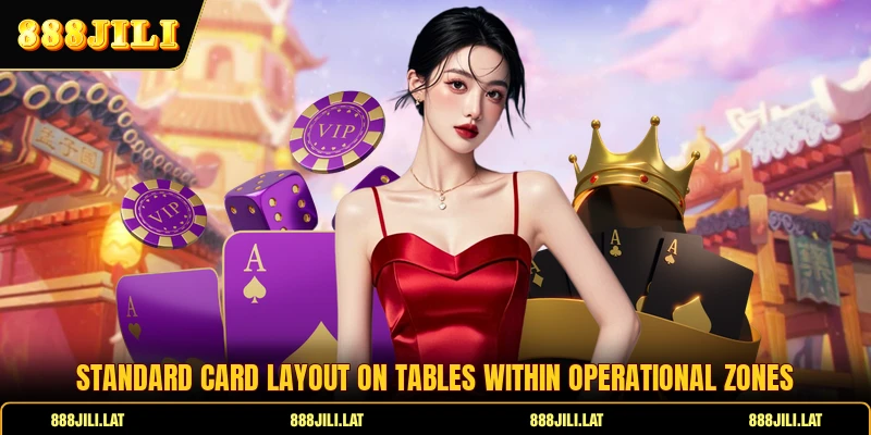 Standard card layout on tables within operational zones