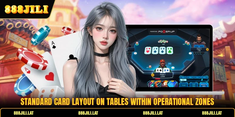 Standard card layout on tables within operational zones